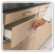 Fiberesin HPP panels can be used to make beautiful, durable casework such as these lab cabinets