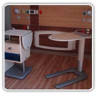 Fiberesin HPP can be made with seamless split laminates for design flexibility as with this over bed table
